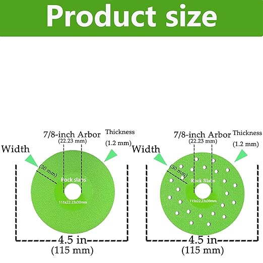 6 Pack 4.5 in Diamond Rock Slab Grinding Disc for Cutting and Grinding of Ceramics, Tiles and Marble, Compatible with Angle Grinder, Bench Grinder, Die Grinder