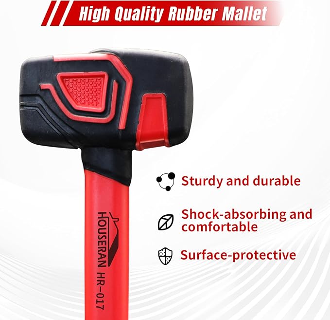 Mallet, Rubber Mallet Hammer, 10 oz Mallets Hammers, Soft Face Hammer, Rubber Hammers, Rubbers Mallets For Woodworking, Flooring, Crafts, Jewelry Making, Red and Black(307g)