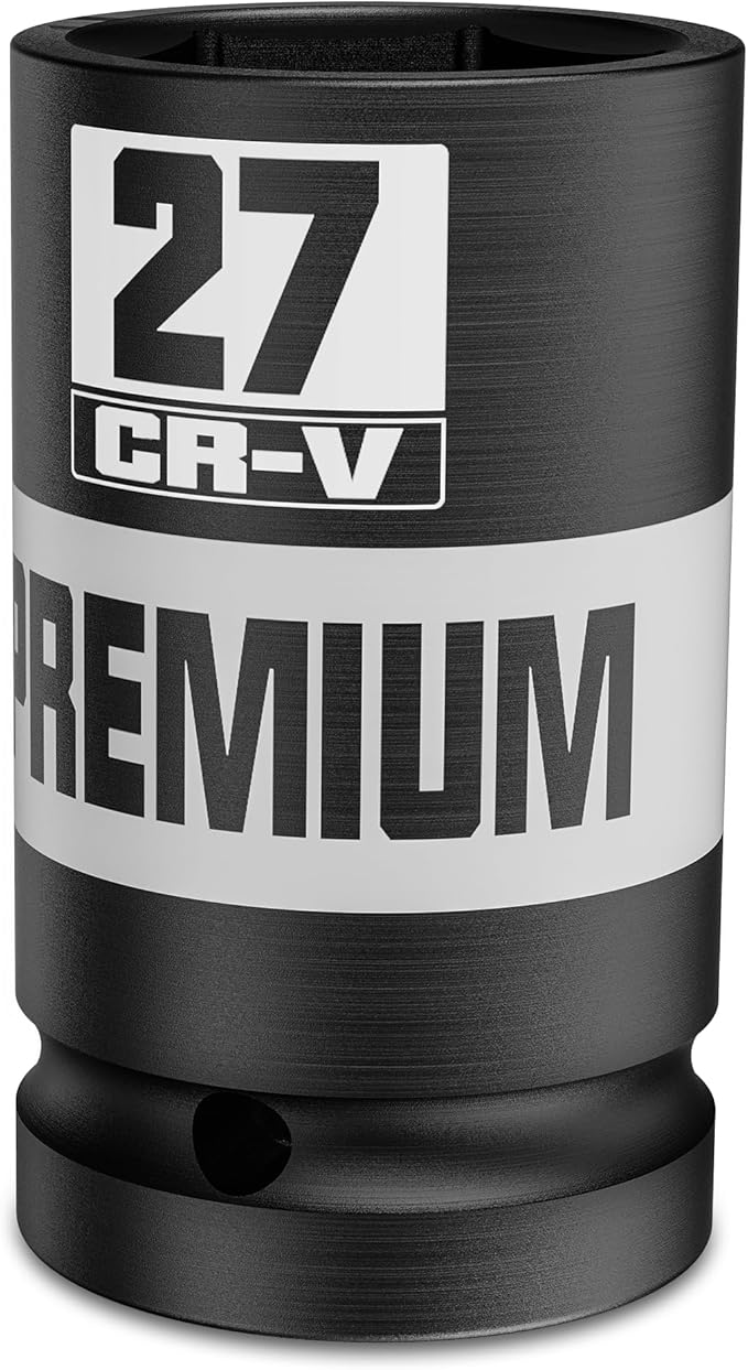 3/4" Drive 6 Point Impact Socket, 27mm Deep Socket, Metric, CR-V, Automotive Maintenance Machinery Manufacturing