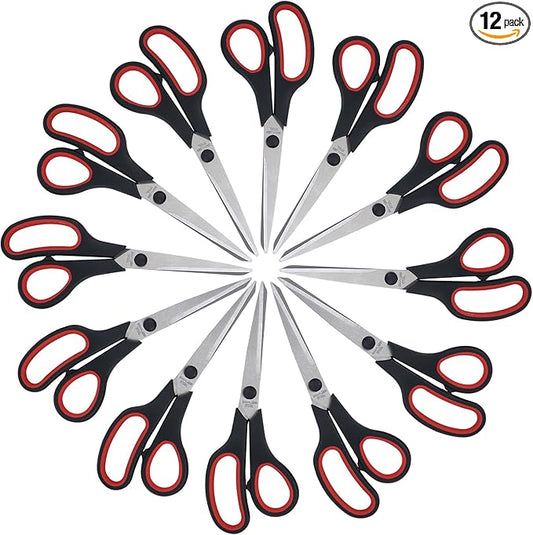 Lichamp 8.5??Scissors, 12-Pack Multipurpose Sharp Scissor, Comfort Grip Handles Household for Office, School, Home and Arts