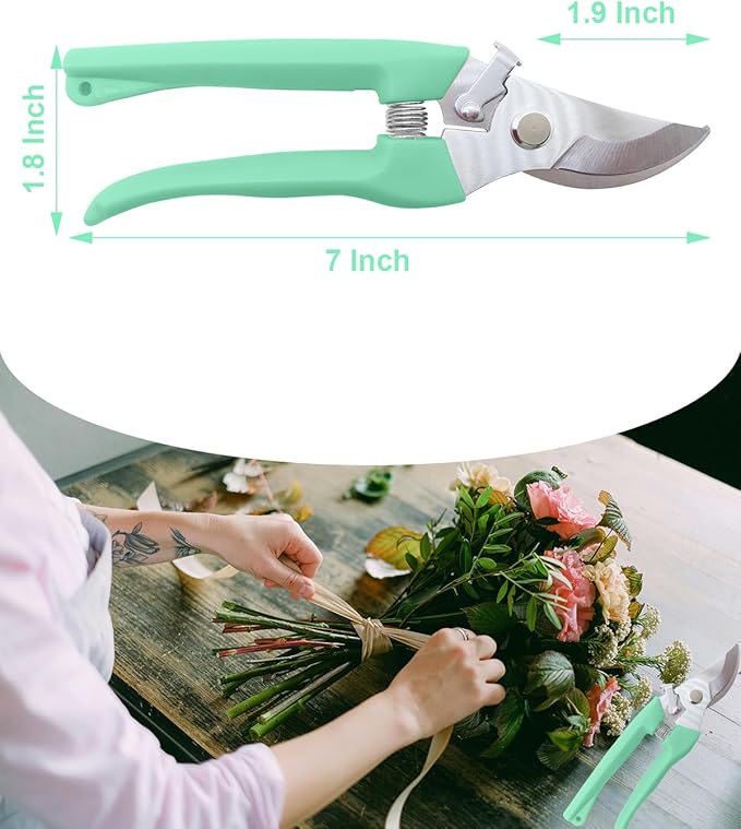 Pruning Shears for Gardening, 4 Pack Garden Scissors for Cutting Fresh Flowers, Floral Clippers for Plants, Fruits (Green)