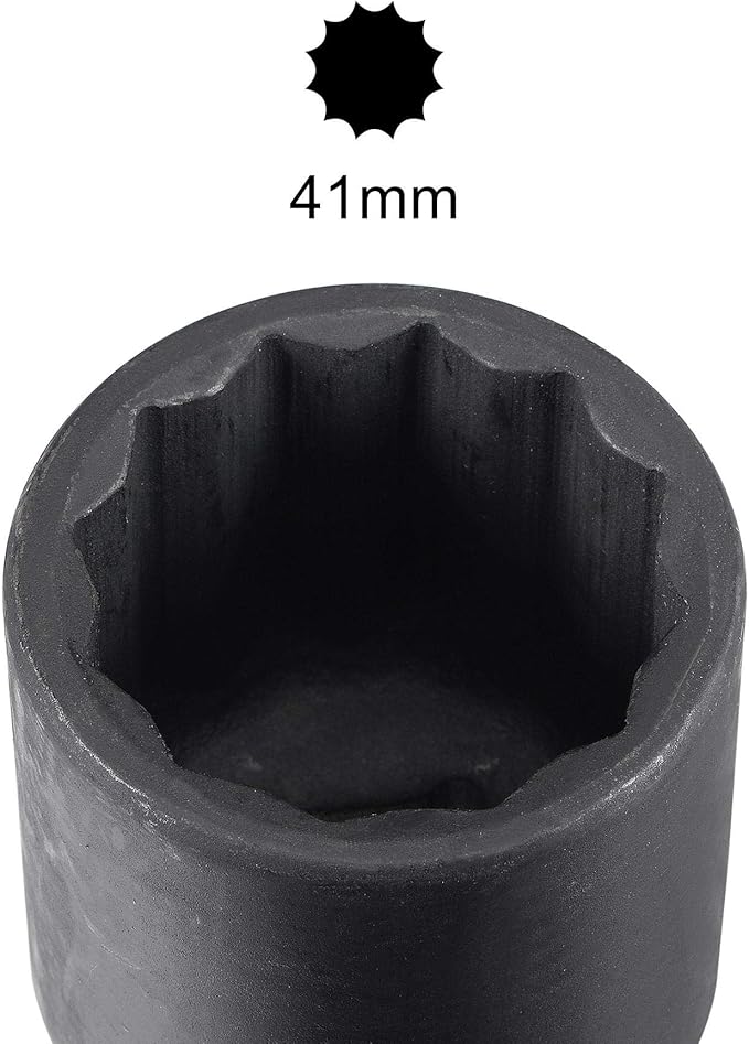 uxcell 3/4-Inch Drive 41mm 12-Point Deep Impact Socket, CR-MO Steel 78mm Length, Metric Sizes