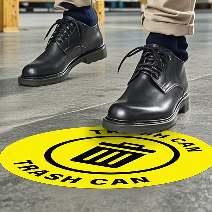 5 Pack Trash Can Sign 17횞17 Inches Large Self Adhesive Sticker Caution Safety Vinyl Waterproof Signage for Industrial Workplace Business Office