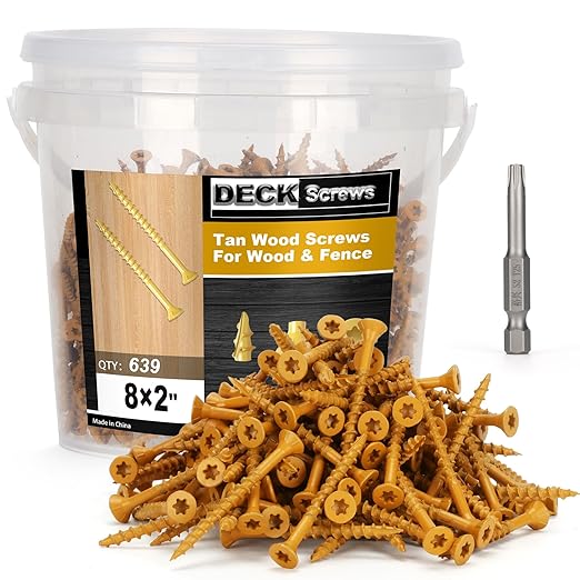 Deck Screws #8 x 2?쇺? T25 Star Torx Drive Flat Head Wood Screws, Tan, 5lb