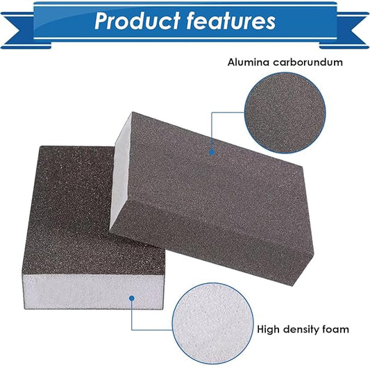 6Pcs Sanding Sponge 220 Grit Sanding Block Washable and Reusable for Wood, Metal, Wall Polish