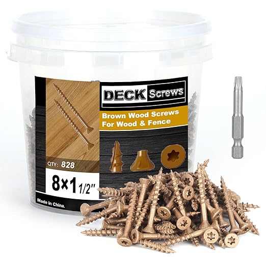 Deck Screws #8 x 1-1/2?쇺? T25 Star Torx Drive Flat Head Wood Screws, Brown, 5lb