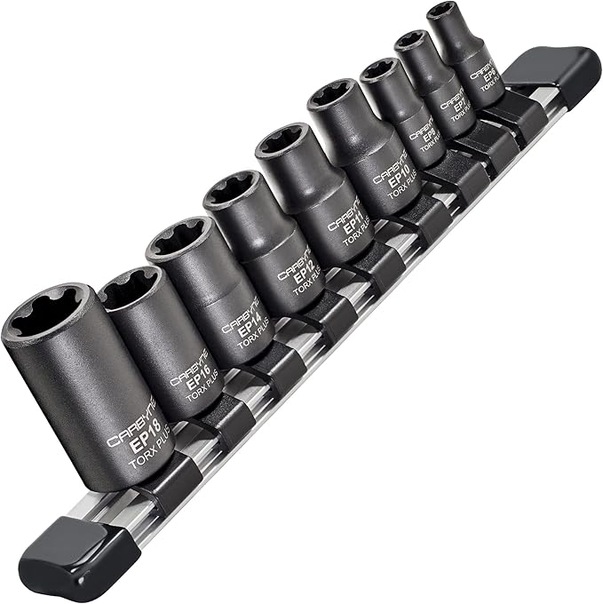 CARBYNE 9-Piece External Torx Plus (eTorx Plus, aka 6 Lobe, Female Torx Plus) Socket Set, E6 to E18 | CrV Steel, 1/4, 3/8, & 1/2 inch Drive ??From a Family-Run Tool Company Based in the U.S.A.