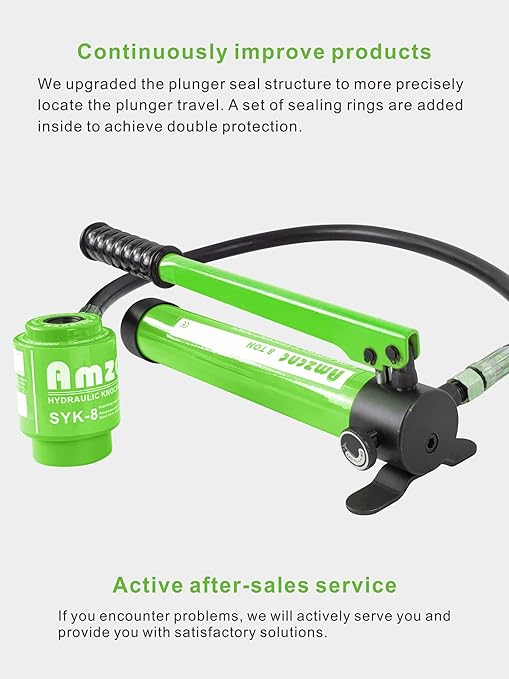 AMZCNC 8T Hydraulic Knockout Punch Tool Kit with 6 Dies (1/2" to 2") - Precise Metal & Conduit Hole Cutter Set