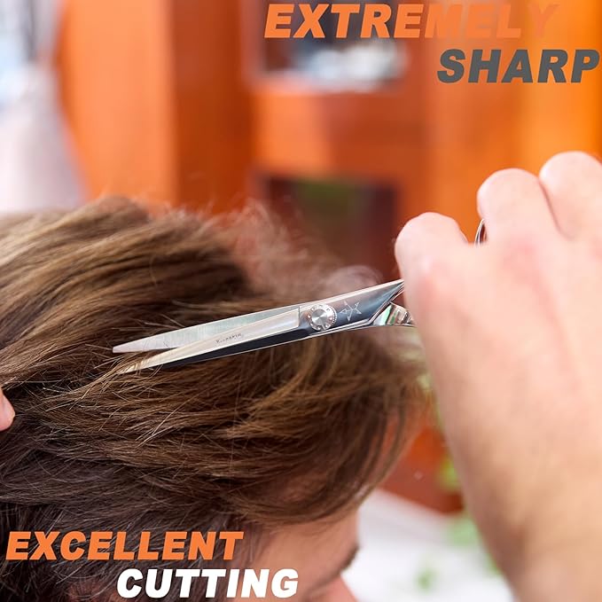 High-end Professional Extremely Very Sharp Barber Hair Cutting Scissors Hairdresser Shears For Hair 5.5 Inch Haircut Scissor Made Of Stainless Steel Alloy For Hairdressing Salon and Home Use