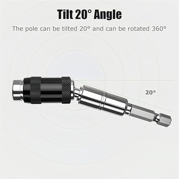 1/4 inch Pivoting Bit Tip Holder, Hex Magnetic Drill Bit Quick Change Drive Guide Drill Bit Holder for Tight Spaces Magnetic Bit Tip Holder