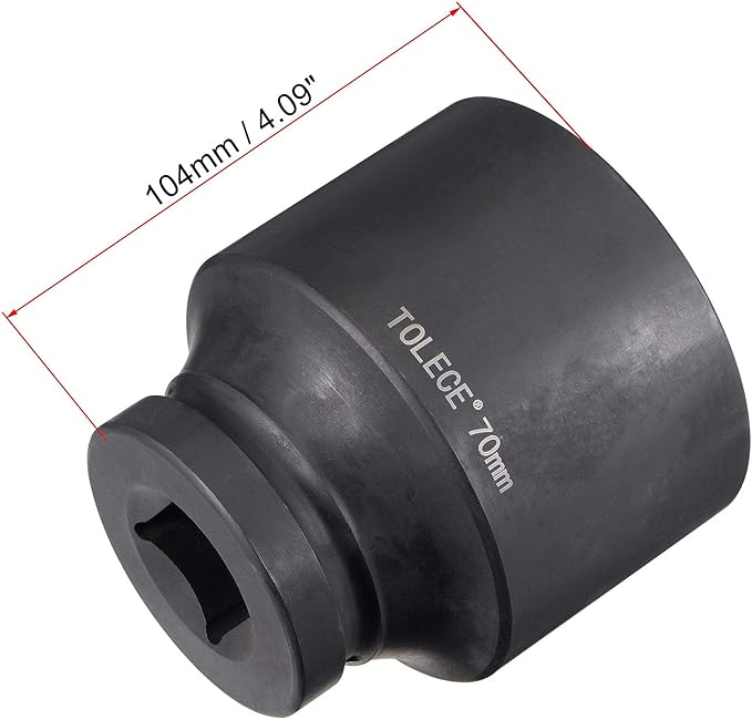 uxcell 1-Inch Drive 70mm 12-Point Impact Socket, CR-MO Steel 104mm Length, Standard Metric Sizes