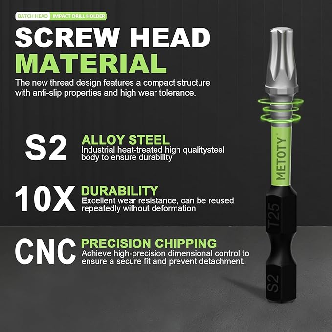47PCS Impact Torx Screwdriver Bits Set Magnetic (T20/T25/T30) S2 Steel Multi-Star Driver Bits with Green Storage Box