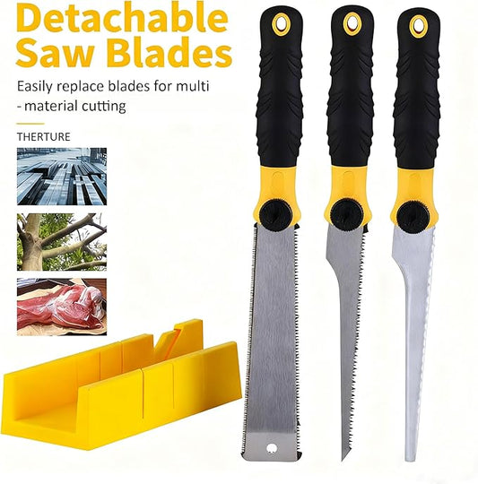 Miter Box and Saw Set, 0째, 22,5째, 45째, 90째Miter Box with Saw Included Japanese Hand Sa-w, Cut Beech Handle Wood Sa-w, Mini Hand Sa-w Model Tools Small Hobby (9,6/7,8 x 7,09/9,6IN)