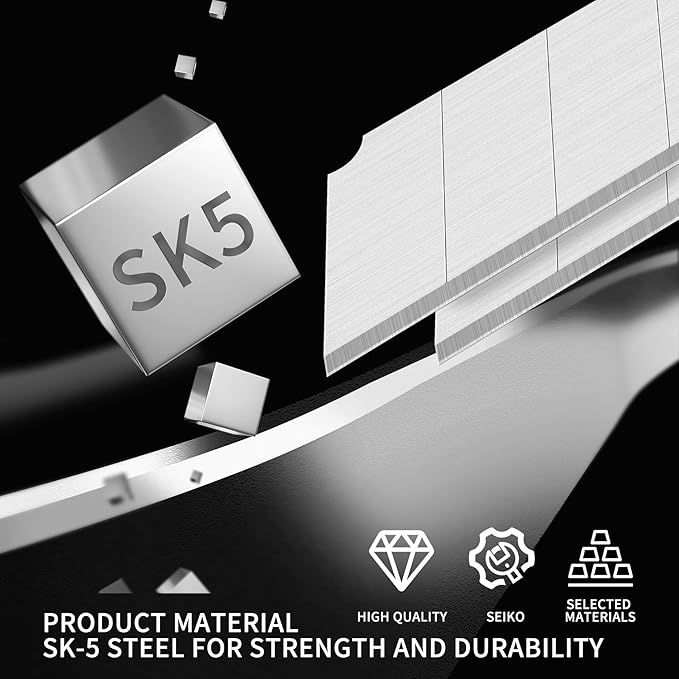 50-Pack 25MM Utility Knife Slitting Blades, Office Knife SK5 Blades for Retractable Box Cutters and Knives