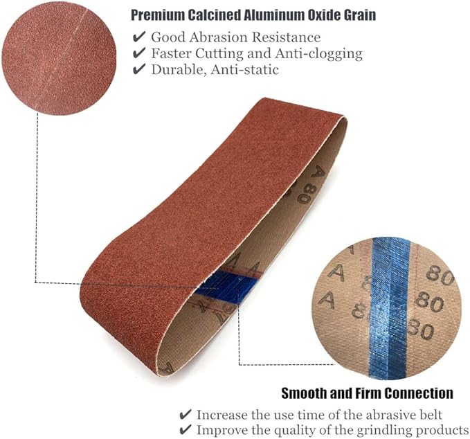 Taokyid 24 PCS 3x24 Sanding Belts, Sandpaper for 3 x 24 Inch Belt Sander,6 Each of 40 80 120 240 Grits