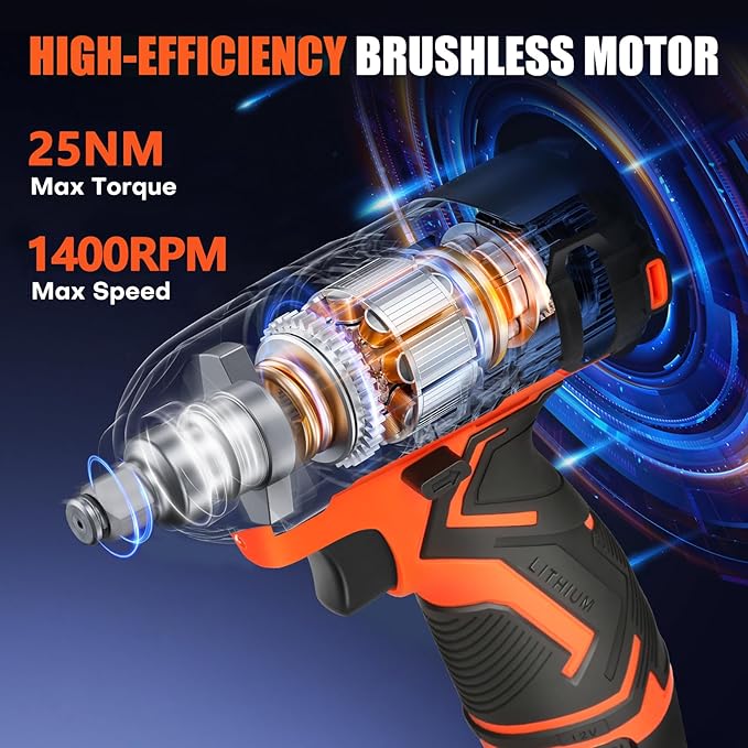BIHOO Cordless Drill Driver Set 12V,3/8"Keyless Chuck Battery Drill Kit,2 Variable Speed and 43pcs Drills Bits for Home DIY