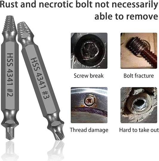 HSS Damaged Screw Extractor Set, 5-Piece Drill Bit Kit for Stripped Screws and Bolts, Grey