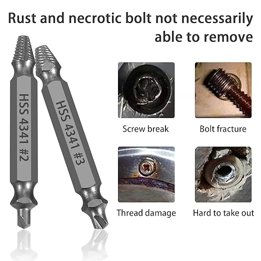 5-Piece HSS Screw Extractor Set, Professional Grade Drill Bit Kit for Damaged Screws, Grey Industrial Finish, Sizes 0-4, with Storage Case