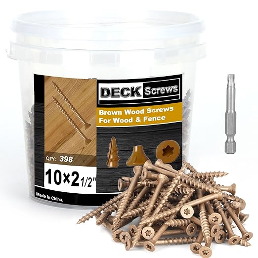 Deck Screws #10 x 2-1/2?쇺? T25 Star Torx Drive Flat Head Wood Screws, Brown, 5lb