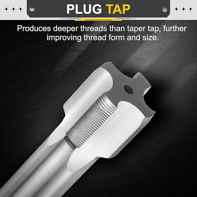 uxcell Hand Plug Tap M28 x 1 H2 Metric Thread Plug Style Taps Straight Flute Screw Tapping Threading Tool High Speed Steel HSS6542