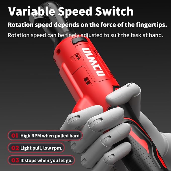 NAWIN 3/8" Cordless Ratchet Wrench,Brushless Motor,Electric 20V Ratchet with Two Battery And Charger, 60 Ft-lbs, Power Ratchet Tool Kit