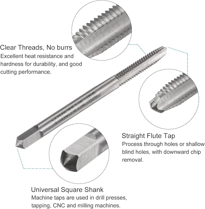 uxcell Metric Tap and Drill Bit Set, M4 x 0.75 Thread Tap & 3.2mm Black Oxide Twist Drill Bit, Straight Flute Tap Tapping Threading Repair Tool Kit