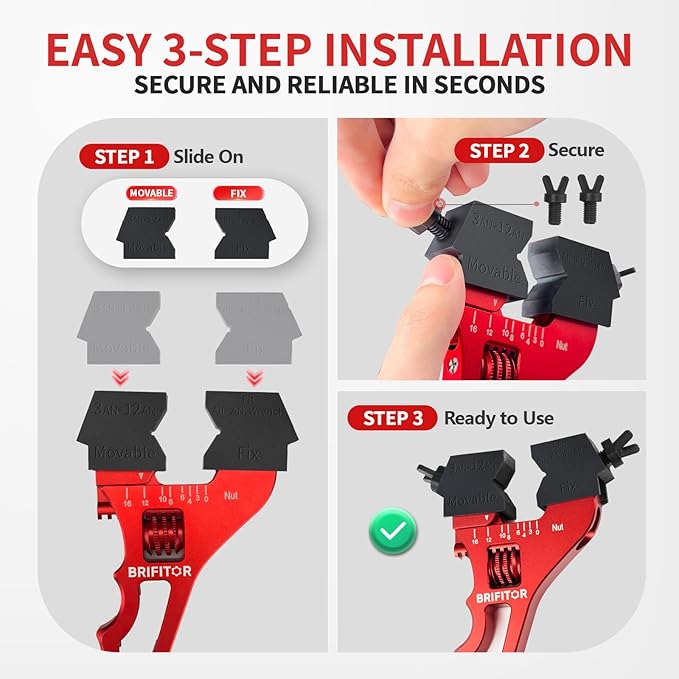 BRIFITOR AN Fittings Wrench 3AN-16AN Adjustable AN Wrench With 2 Styles Non-Marring Protective Clamps to Prevent AN Hose End Fittings From Scratches & Enchance Gripping竊똓ed