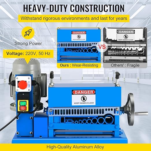 Happybuy Wire Stripping Machine DA 0.06 inch -1.5 inch,Wire Stripper Machine 11 Channels 10 Blades, Automatic Wire Stripping Tool with Manual Hand Cranked Industrial for Recycling Copper Wire