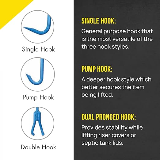 T&T Tools Heavy Duty Handy Hook ??Portable 30 Inch with 3/8" Round Pump Hook End ?밠ultipurpose Lifting and Pulling Tool for Manhole Covers, Septic Tanks, Storm Drains, Sewer Lids & More ?? Pack
