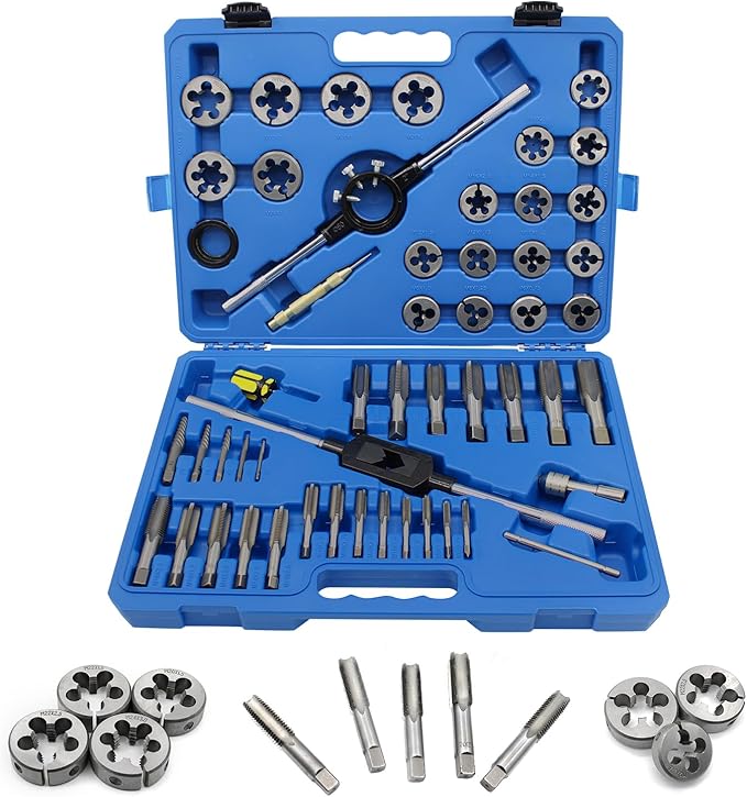 45pcs Large Metric Tap and Die Set, M6-M24 Thread Repair Kit with Rethreading Tools & Thread Chasers, External and Internal Thread Cutting & Repair Tool Kit, Complete Accessories and Storage Case