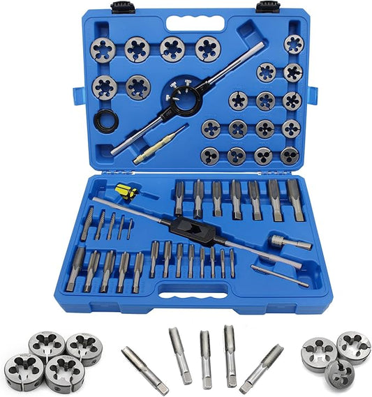 45pcs Large Metric Tap and Die Set, M6-M24 Thread Repair Kit with Rethreading Tools & Thread Chasers, External and Internal Thread Cutting & Repair Tool Kit, Complete Accessories and Storage Case