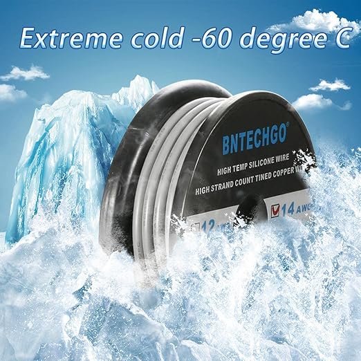 BNTECHGO 14 Gauge Silicone Wire Spool 50 ft Gray Flexible 14 AWG Stranded Tinned Copper Wire