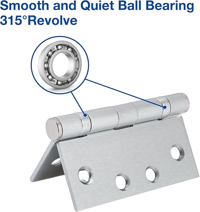 1 Pack Satin Chrome 4 Inch Heavy Duty Commercial Ball Bearing Door Hinges