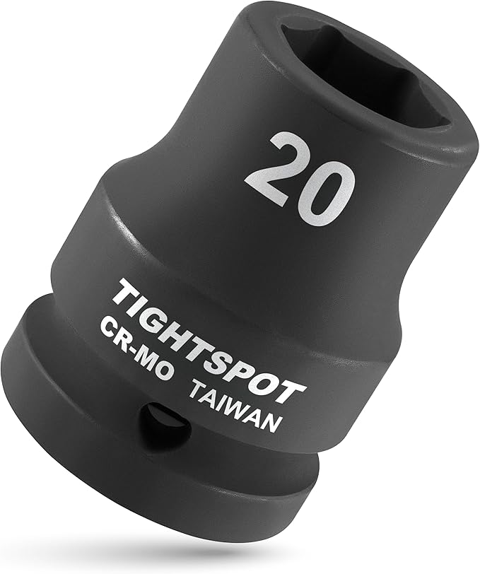 TIGHTSPOT 3/4" Drive 20mm Shallow Impact Socket CR-MO Jumbo Socket 6 Point Strong and Durable for Automotive Truck and Heavy Equipment Repair