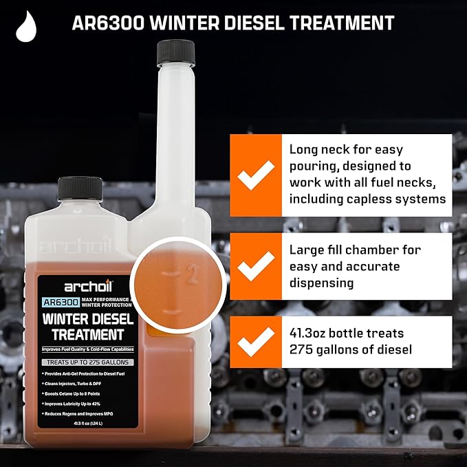 Archoil AR6300 Winter Diesel Treatment - Treats 275 Gallons - Additive for All Diesel Vehicles Includes Anti-Gel Protection