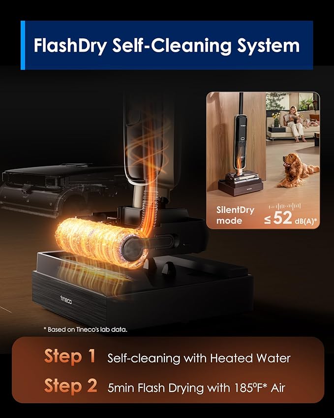 Tineco Floor ONE S9 Master Wet Dry Vacuum Cleaner, ThermoBlast Tech & Hot Water Vacuum Mop, 23kPa Suction, 65 Min Runtime, 185째F Flashdry, 3.9inch Ultra-Slim Stretch Mop