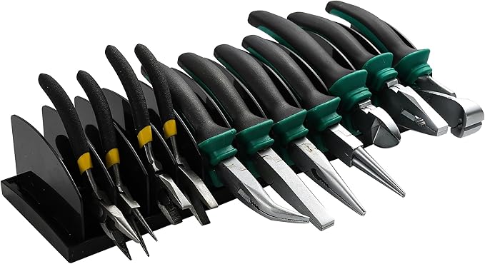 Plier Organizer Rack, Pliers Holder with Non-Slip Rubber Base and Adjustable Dividers, 11-Slot Tool Box Organizer, Cutter Organizers, Tool Drawer Organizer(Pliers Not Included)