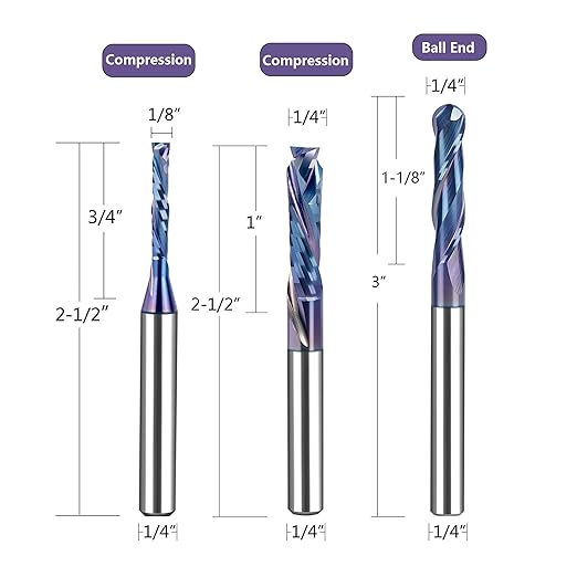SpeTool 10PCS TAC Coated CNC Router Bit Set 1/4 Inch Shank, Solid Carbide CNC Router Bits & End Mills for Woodworking Trimming Engraving Carving Sign Making Slotting?봣or Wood, Plastic and Aluminum