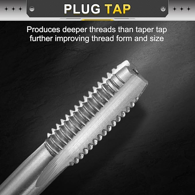 uxcell Hand Plug Tap M10 x 1.5 H2 Metric Thread Plug Style Taps Straight Flute Screw Tapping Threading Tool 9CrSi Alloy Tool Steel