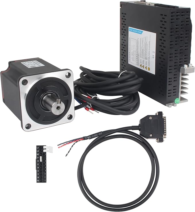 Without Brake 1000W AC Servo Motor Kit, CNC 220V 5.5A 3000rpm L3000 17-bit Encoder RS485 Servo Motor Driver Controller Kit for CNC Engraver Milling Machine/Robot