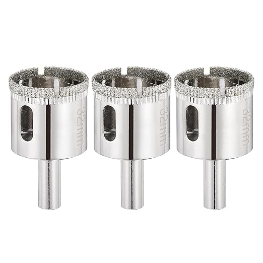 PATIKIL 3pcs 1-1/4" (32mm) Diamond Hole Saw, Glass Diamond Hole Cutters Hollow Core Drill Bits for Fiberglass, Tile, Porcelain, Ceramic