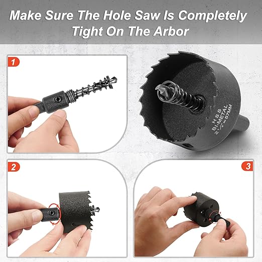 2-1/4 Inch Hole Saw with 9.1mm Triangle Shank Arbor, JTemgle Bi-Metal Hole Saw Heavy Duty Hole Cutting Tool for Cornhole Boards, Recessed Lights, Wood, Plastic, Drywall & Soft Metal