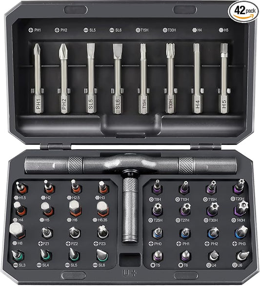 42 in 1 Magnetic Screwdriver Set, Ratchet Screwdriver Set with Case, Repair Tool Kit with Ratchet T Handle, Screw Driver Set Kit for Eyeglass, Bicycle, Watch, Ring Doorbell, Electronics, Pc