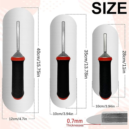 3 Pack Pool Trowels, 0.7mm Thickness Stainless Steel Concrete Tools Set (16?쓝5" & 14"x4" & 11"x4"), Flat Finishing Cement Drywall Plastering Masonry Construction Hand Kit
