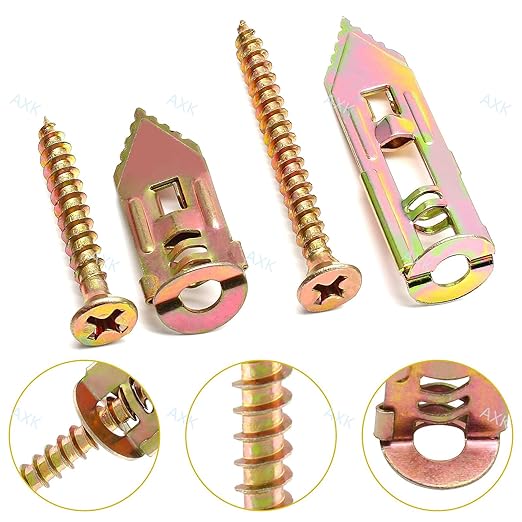 Self Drilling Drywall Anchor Kit 160pcs - Carbon Steel Zinc Expansion Anchors with Self Tapping Screws AXK