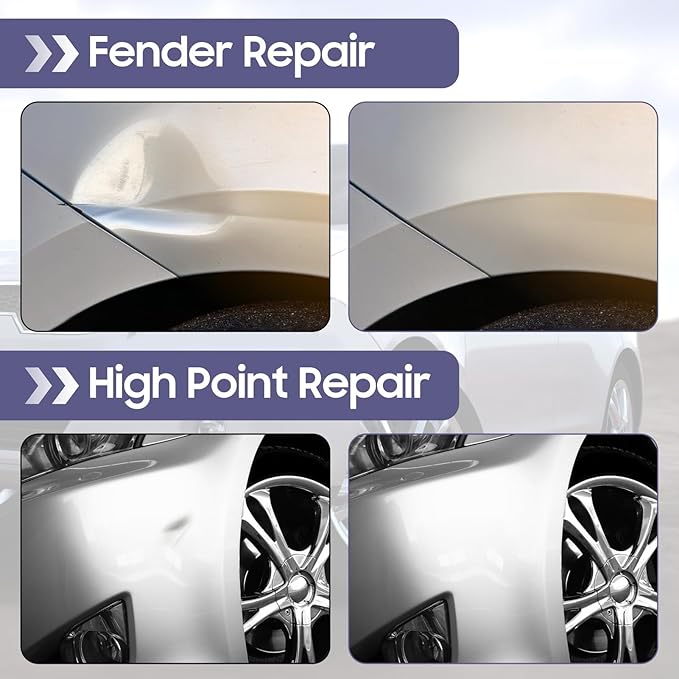 Car Dent Removal Tool Kit,Curved Stainless Steel Dent Puller with M8 Thread, Fenders Repair Lifter & Hook Rods for Cars, Motorcycles, Refrigerators(Auto Body Repair)