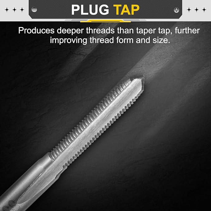 uxcell Hand Plug Tap M3.5 x 0.5 H2 Metric Thread Plug Style Taps Straight Flute Screw Tapping Threading Tool High Speed Steel HSS6542