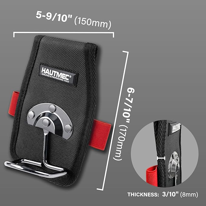 HAUTMEC Hammer Holder for Belt, Hammer Loop for Tool Belt with Swing Hammer Hook Design, 2 Elastic Tool Holders, Heavy-Duty 1680D Material & Strong Rivet for Extra Durability, HT0412