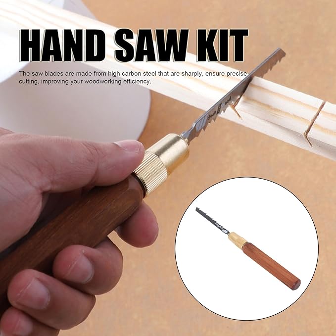 Dpofirs 5 Manual Saw Kit, Hex Shaped Handle, 5 Blades, Detachable Woodworking Hand Saw, for Home Projects