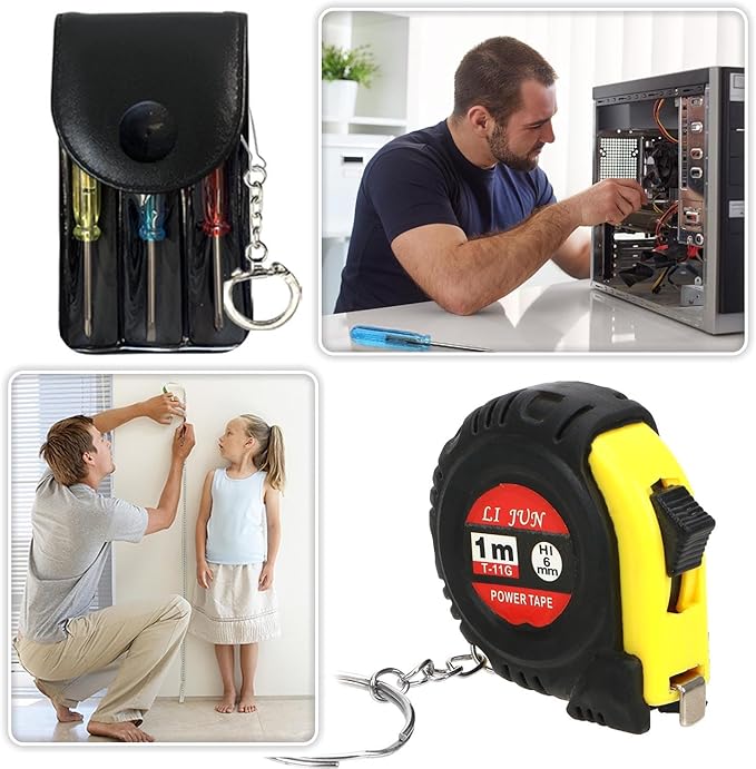 24 Pcs Mini Tape Measure Screwdriver Keychain Set ??Multitool with Credit Card Tool and Pen, Bulk Gifts for Adults, Christmas Party Favors, Men?셲 Survival and Tool Set ??Ideal for Fathers